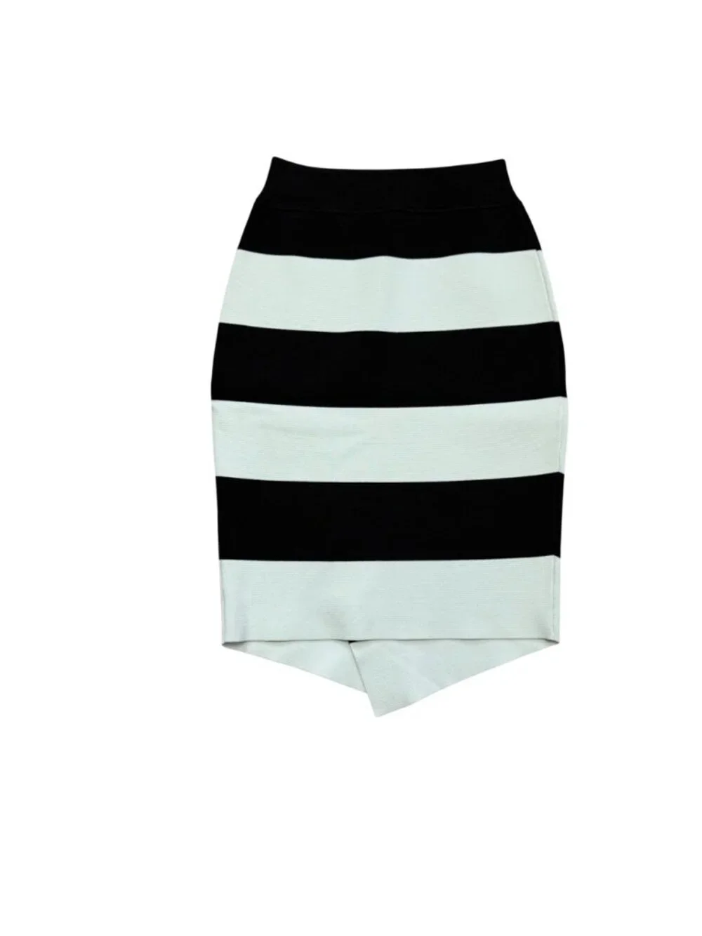 A.L.C. Skirt Black White Chevron Colorbock Stripe Knit Asymmetrical
